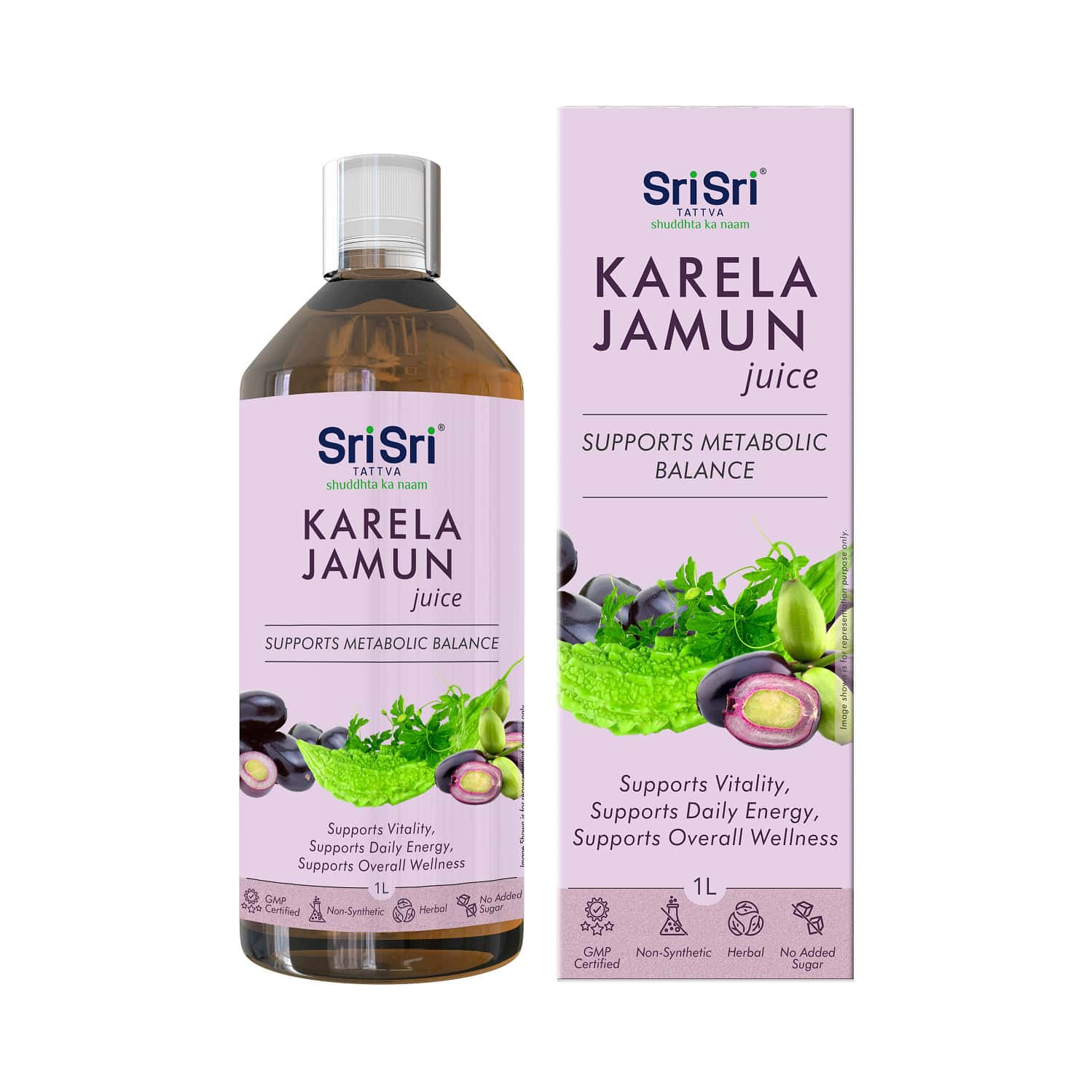 Sri Sri Tattva Karela Jamun Juice | Supports Metabolic Balance | Energy & Overall Wellness | 1 L