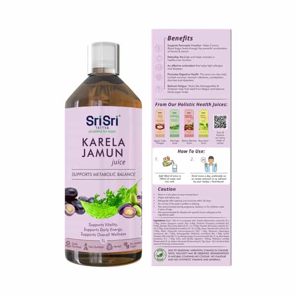 Sri Sri Tattva Karela Jamun Juice | Supports Metabolic Balance | Energy & Overall Wellness | 1 L