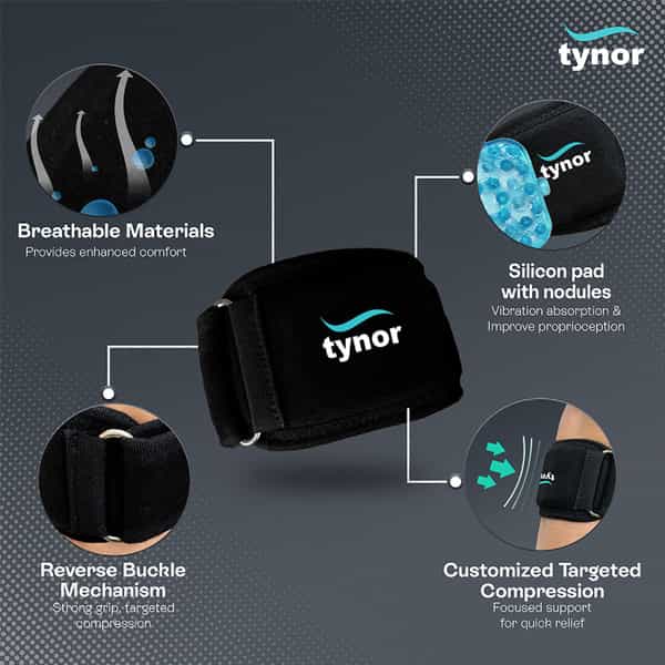 Tynor E-10 Tennis Elbow Support Black Medium