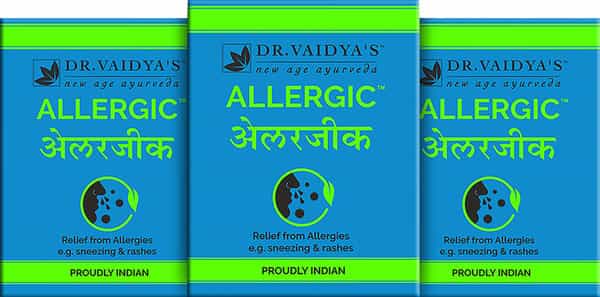 Dr. Vaidya's Allergic | Ayurvedic Pills For Relief From Allergies | 24 Pills Each (Pack Of 3)