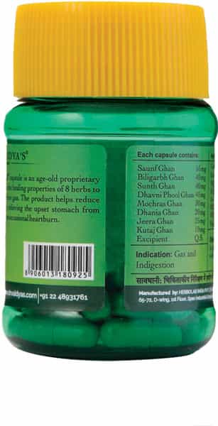 Dr. Vaidya's Gasoherb Capsules Ayurvedic Gas Relief Medicine - Pack Of Two ( 30 Capsules X 2 )