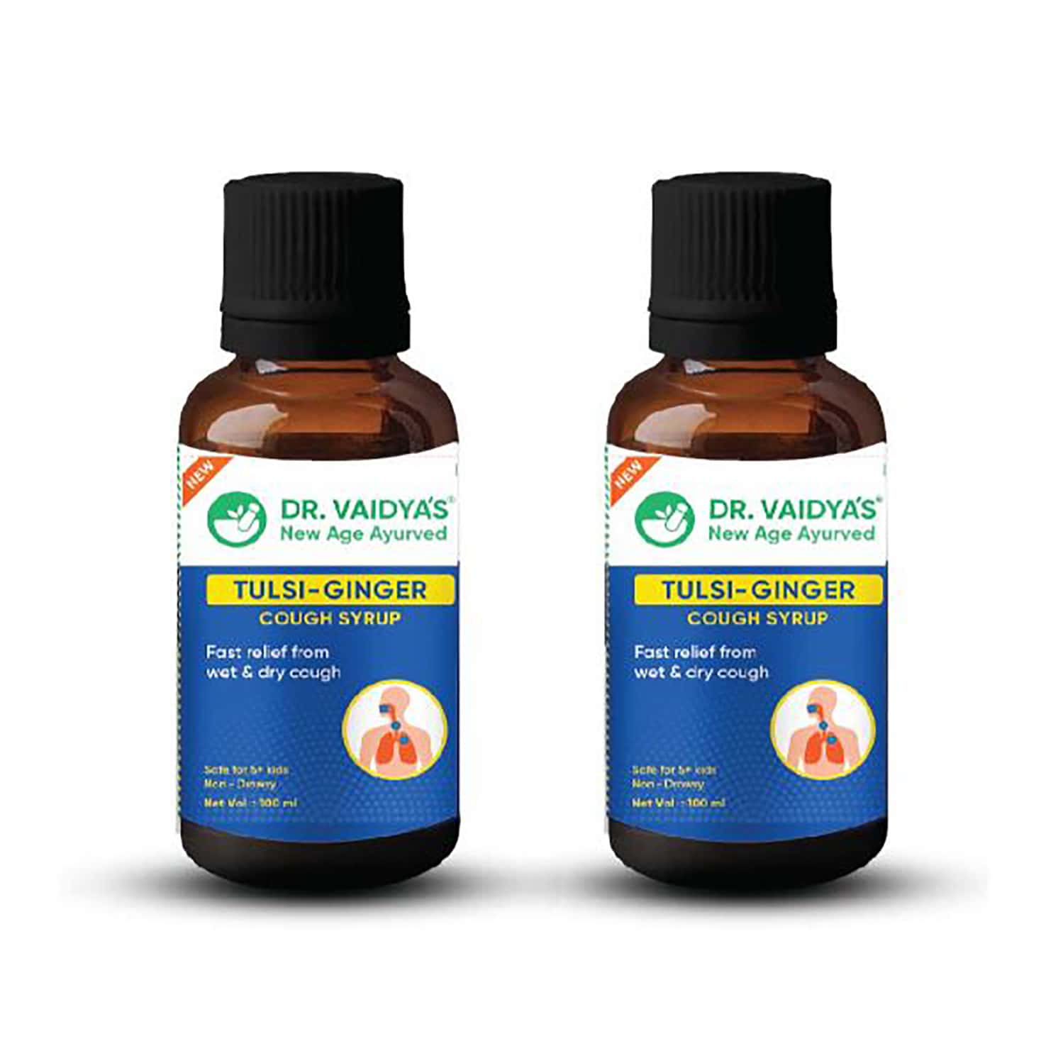 Dr. Vaidya'S Tulsi Ginger Cough Syrup Ayurvedic Syrup For Cough And Throat Irritation (Pack Of 2)