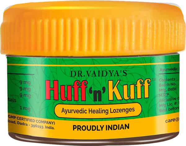 Dr. Vaidya's Huff N Kuff Ayurvedic Lozenges | Dry Cough & Throat Irritation | 50 Pills (Pack Of 3)