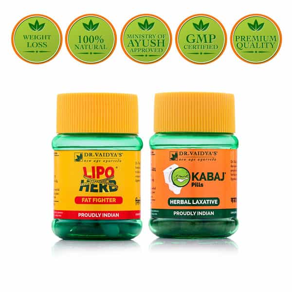 Dr. Vaidya's Weight Reduction Pack - Ayurvedic Weight Loss - Lipoherb (30 Cap) Kabaj Pills (30 Pill)