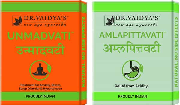 Dr. Vaidya's Ayurvedic Acidity And Hypertension Pack | (Amlapittavati X 3) (Unmadvati X 3)