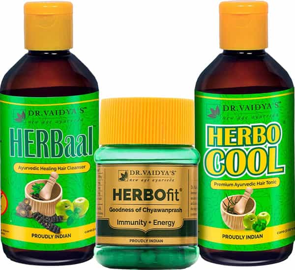 Dr. Vaidya's Ayurvedic Anti Hair Fall Pack Oil (200 Ml) Shampoo (200 Ml) Herbofit (30 Capsules)