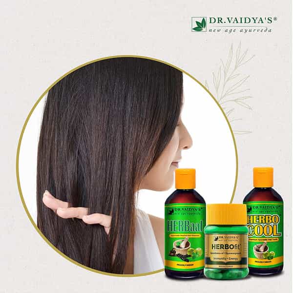 Dr. Vaidya's Ayurvedic Anti Hair Fall Pack Oil (200 Ml) Shampoo (200 Ml) Herbofit (30 Capsules)