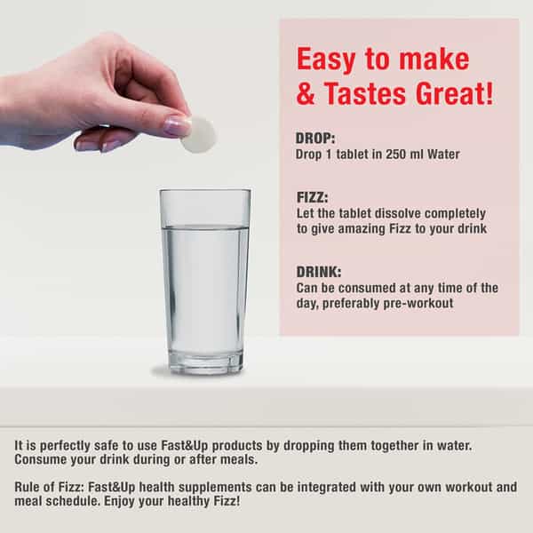 Fast&Up Activate-Preworkout Drink Caffeine Free-L Arginine L Carnitine-Orange-Pack Of 3X(10 Tabs)