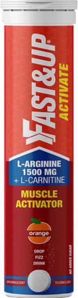 Fast&Up Activate-Preworkout Drink Caffeine Free-L Arginine L Carnitine-Orange 10 Effervescent Tabs