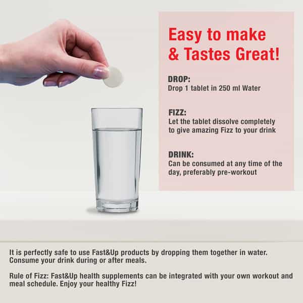 Fast&Up Activate-Preworkout Drink Caffeine Free-L Arginine L Carnitine-Orange 10 Effervescent Tabs