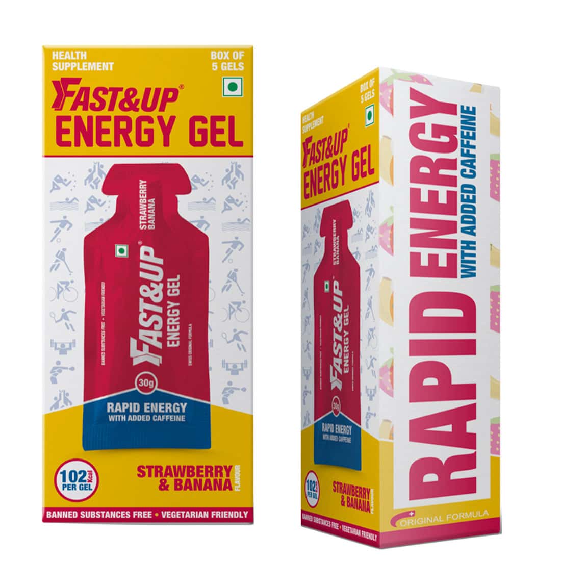 Buy Fast&Up Vegan Sports Energy Gel 5x30gms Sachets Strawberry