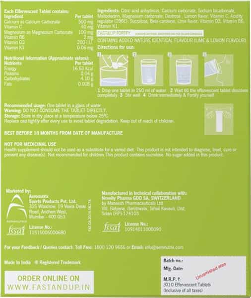 Fast&Up Fortify Lime & Lemon Effervescent Tablets Box Of 30