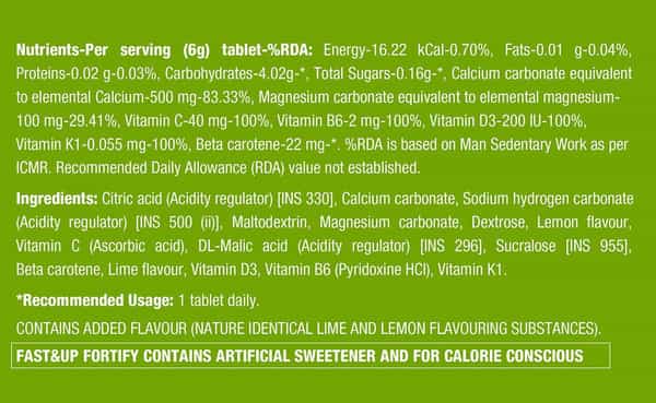 Fast&Up Fortify Lime & Lemon Effervescent Tablets Box Of 30