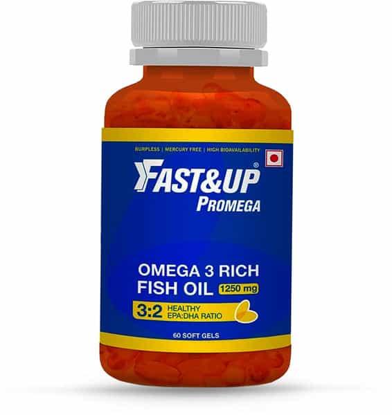 Fast&Up Promega Omega 3 Rich Fish Oil 1250Mg 3:2 Health Epa:dha Ratio (60 Softgels)