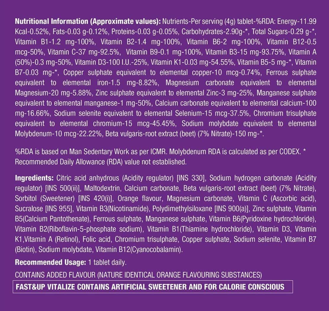 Buy FAST&UP VITALIZE MULTIVITAMIN FOR MEN & WOMEN21 VITAL VITAMINS&MINERALS FOR DAILY HEALTH