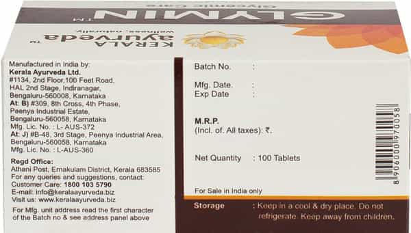 Kerala Ayurveda Glymin Glucose Control Tablets Box Of 100 'S