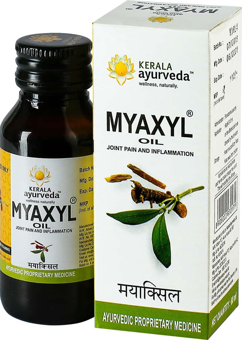 Buy KERALA AYURVEDA MYAXYL BODY OIL BOTTLE OF 60 ML Online & Get Upto