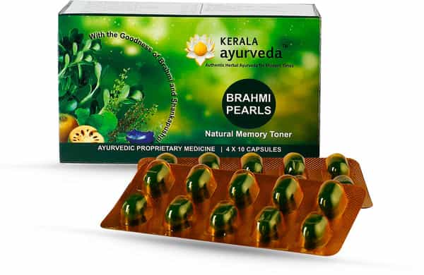 Kerala Ayurveda Brahmi Pearls Memory Improvement Capsules Box Of 40