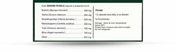 Kerala Ayurveda Brahmi Pearls Memory Improvement Capsules Box Of 40