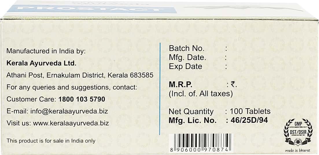 Buy KERALA AYURVEDA PROSTACT TABLET 100 NOS Online & Get Upto 60 OFF