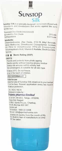 Sunstop Silk Spf 58 Plus Tube Of 60Gm Cream