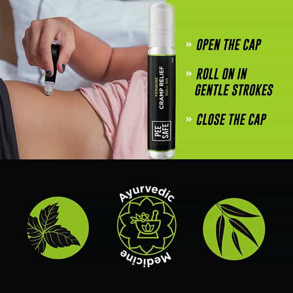 Pee Safe Combikit (25N Panty Liners|Cramp Relief Roll On|Toilet Seat Sanitizer Spray - Mint 50Ml)