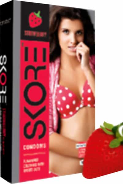 Skore Strawberry Flavoured Dotted Condoms - Value Saver Pack Of 3 X 10S
