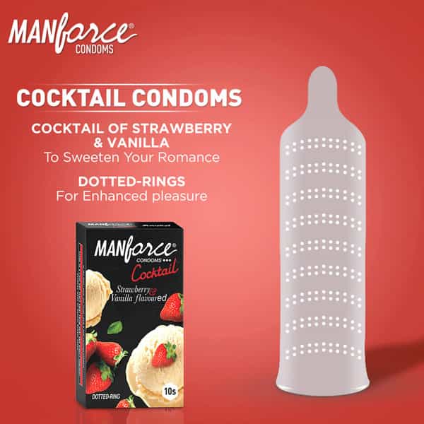 Manforce Cocktail Strawberry & Vanilla Flavoured | 10 Condoms