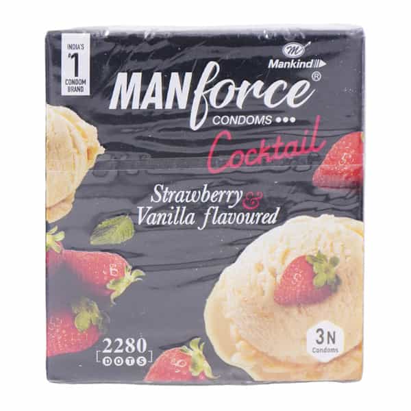 Manforce Cocktail Strawberry & Vanilla Flav Condom 3'S