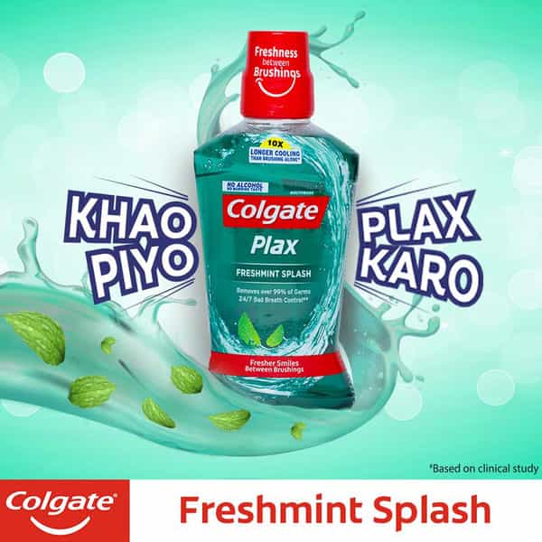 Colgate Maxfresh Plax Freshmint Alcohol-Free Mouthwash Bottle Of 500 Ml