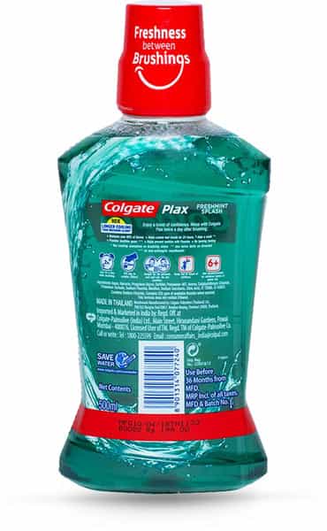 Colgate Maxfresh Plax Freshmint Alcohol-Free Mouthwash Bottle Of 500 Ml