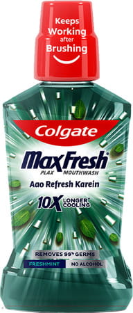 Colgate Maxfresh Plax Freshmint Alcohol-Free Mouthwash Bottle Of 250 Ml