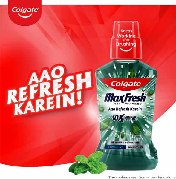 Colgate Maxfresh Plax Freshmint Alcohol-Free Mouthwash Bottle Of 250 Ml