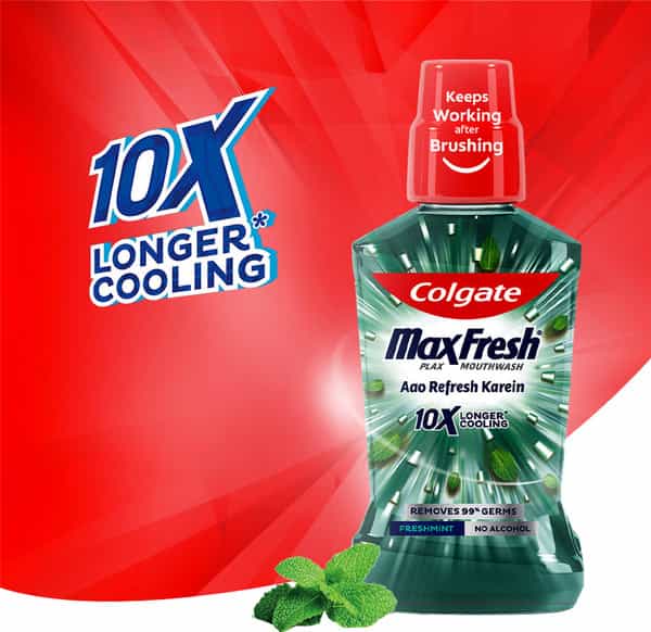 Colgate Maxfresh Plax Freshmint Alcohol-Free Mouthwash Bottle Of 250 Ml