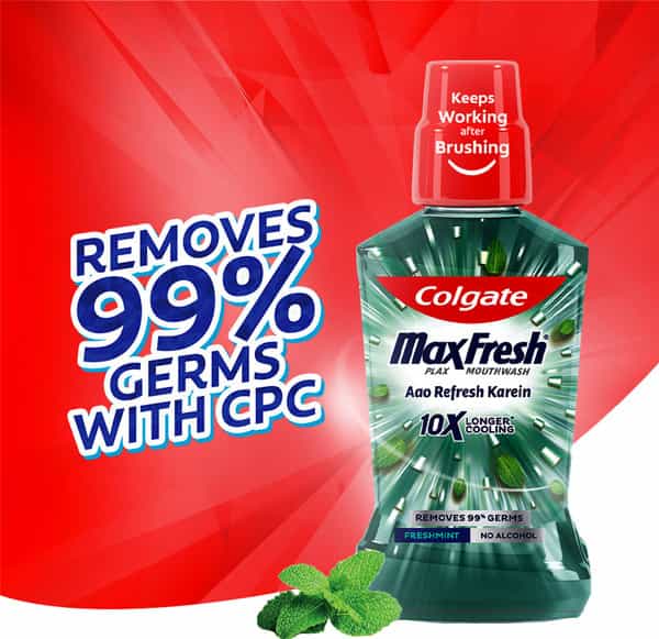 Colgate Maxfresh Plax Freshmint Alcohol-Free Mouthwash Bottle Of 250 Ml