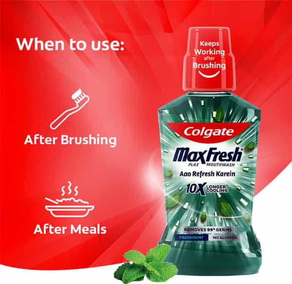 Colgate Maxfresh Plax Freshmint Alcohol-Free Mouthwash Bottle Of 250 Ml