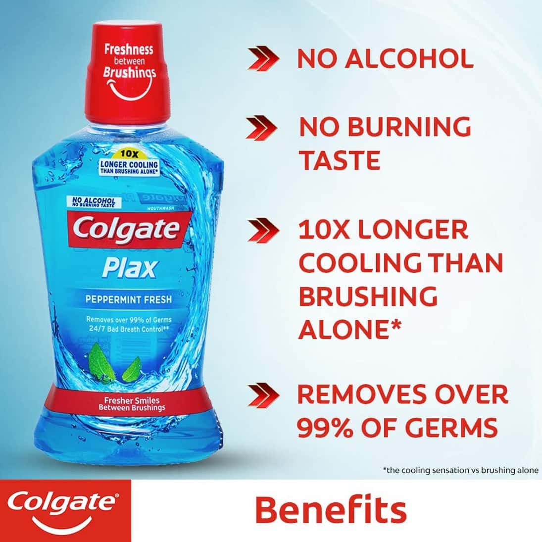 Buy COLGATE PLAX PEPPERMINT ALCOHOLFREE MOUTHWASH BOTTLE OF 500 ML