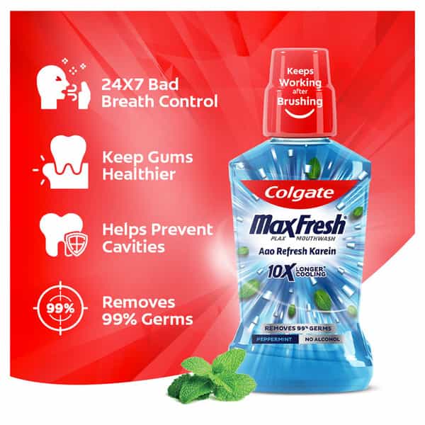 Colgate Plax Peppermint Alcohol-Free Mouthwash Bottle Of 250 Ml