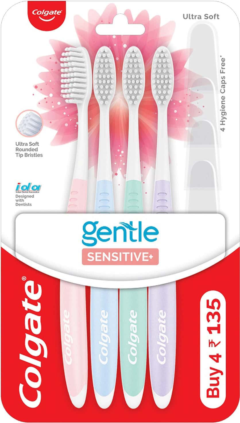 Colgate Gentle Sensitive Soft Bristles Toothbrush - 4 Pcs