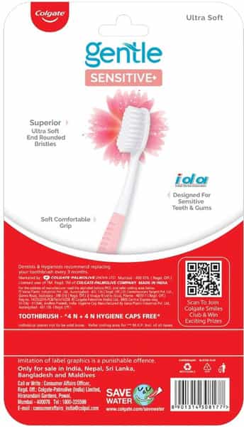 Colgate Gentle Sensitive Soft Bristles Toothbrush - 4 Pcs