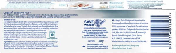 Colgate Sensitive Plus Toothpaste Tube Of 30 G