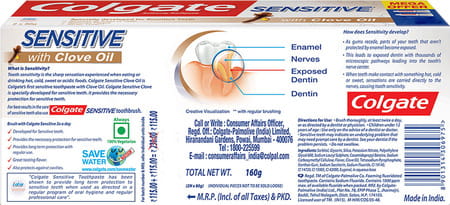Colgate Sensitive Toothpaste With Clove Oil - 2 X 80g