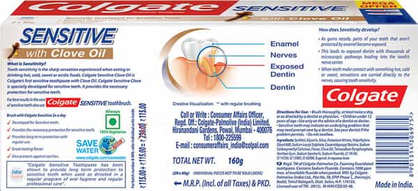 Colgate Sensitive Toothpaste With Clove Oil - 2 X 80G