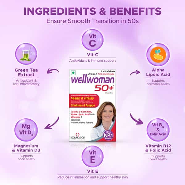 Wellwoman 50+ Health Supplement Tablets (26 Vitamins And Minerals) Box Of 30