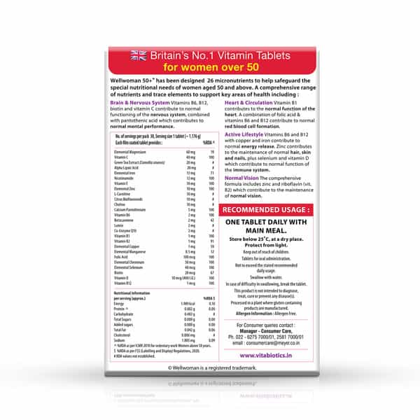 Wellwoman 50+ Health Supplement Tablets (26 Vitamins And Minerals) Box Of 30