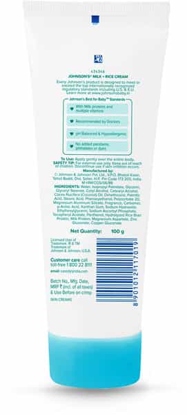 Johnson's Baby Milk And Rice Cream - 100G
