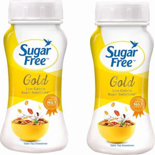 Sugar Free Gold 100 Gm Conc. Powder Jar Pack Of 2- Low Calorie Sweetener & Sugar Substitute