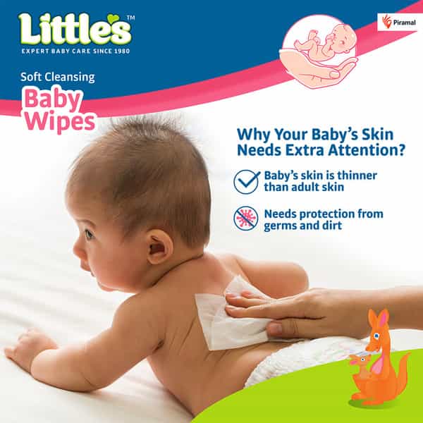 Little's Soft Cleansing Baby Wipes With Aloe Vera Jojoba Oil And Vitamin E - 30 Wipes