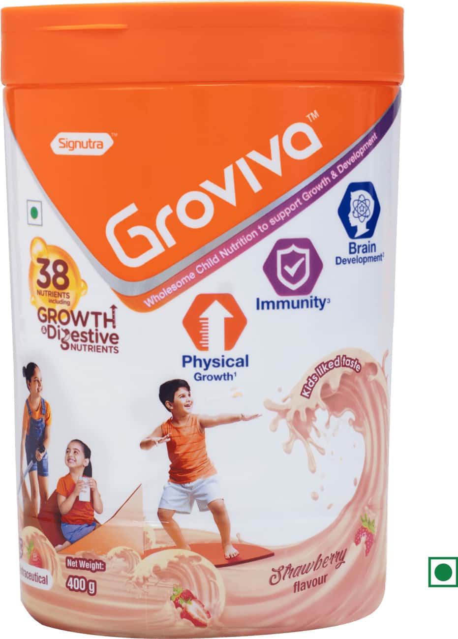Groviva Strawberry Child Nutrition Drink Jar Of 400 G