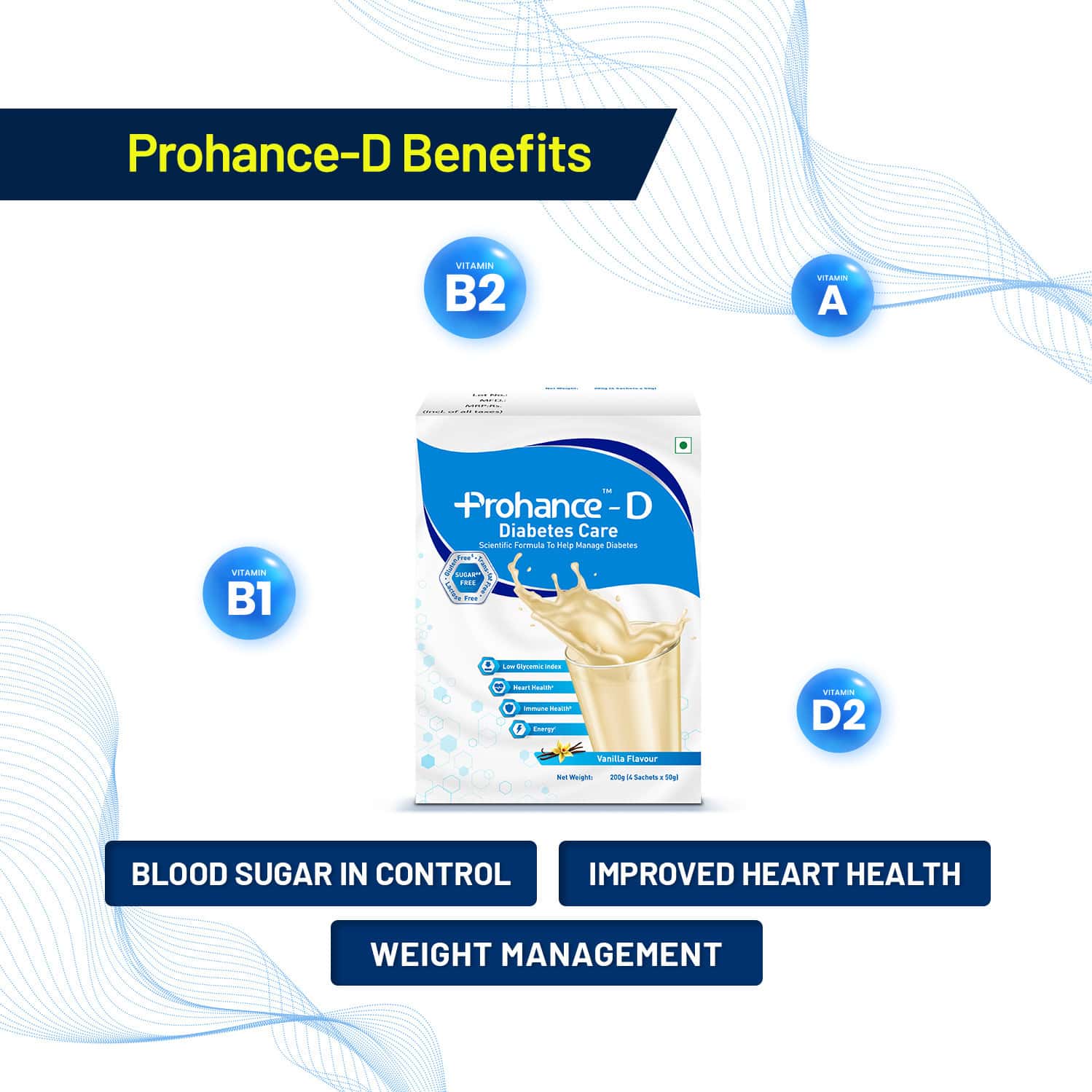 Buy PROHANCE D DIABETES CARE VANILLA FLAVOUR SUGAR FREE REFILL OF 200GM